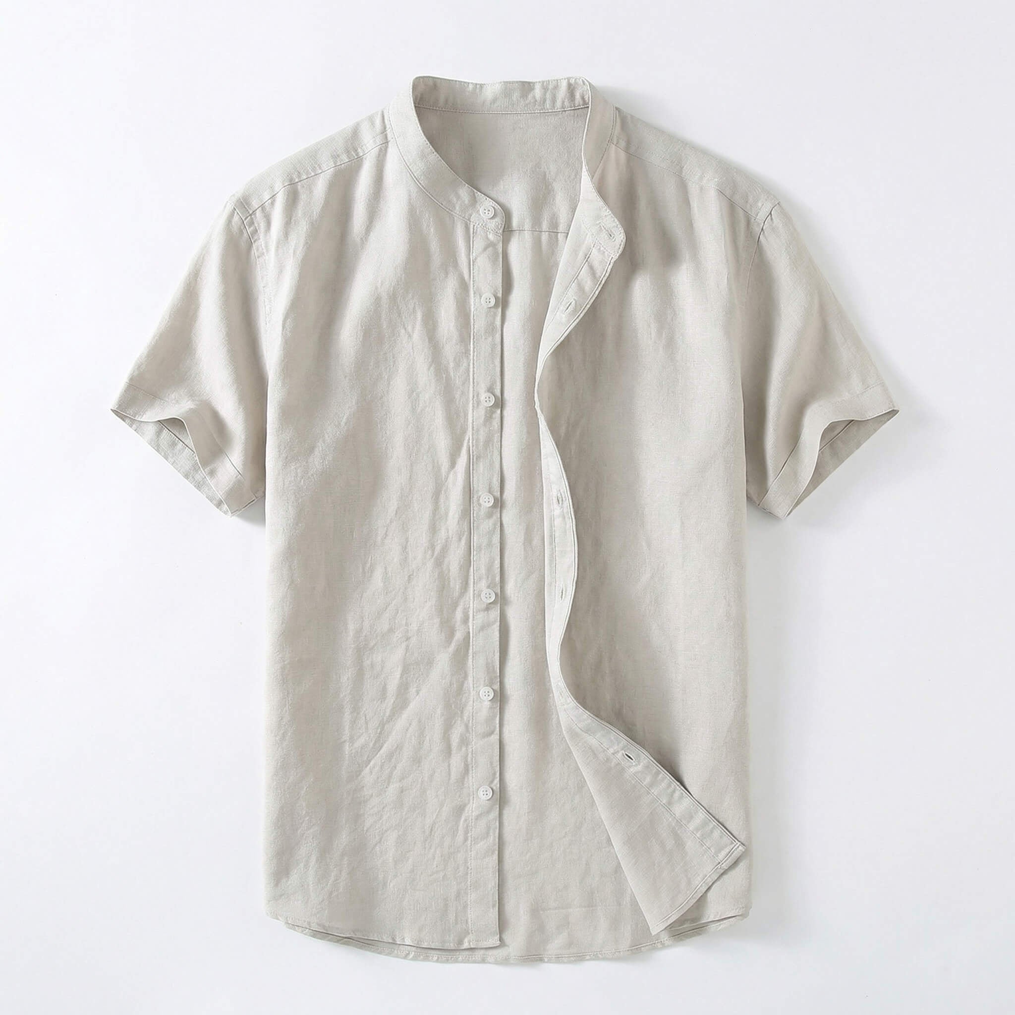 Miguel | Men's Short Sleeve Linen Shirt Mao Collar