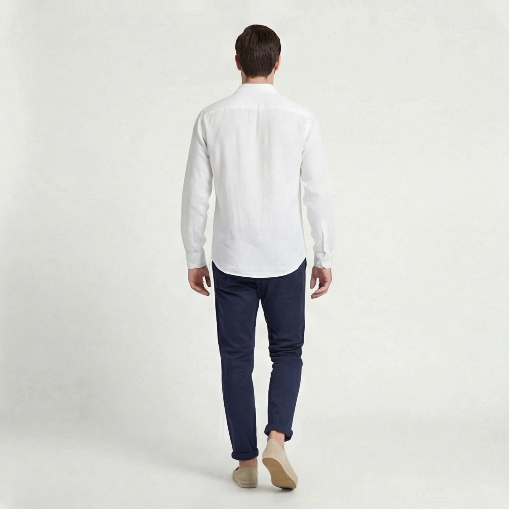 Mikel | Men's Long Sleeve Linen Shirt with Chest Pocket