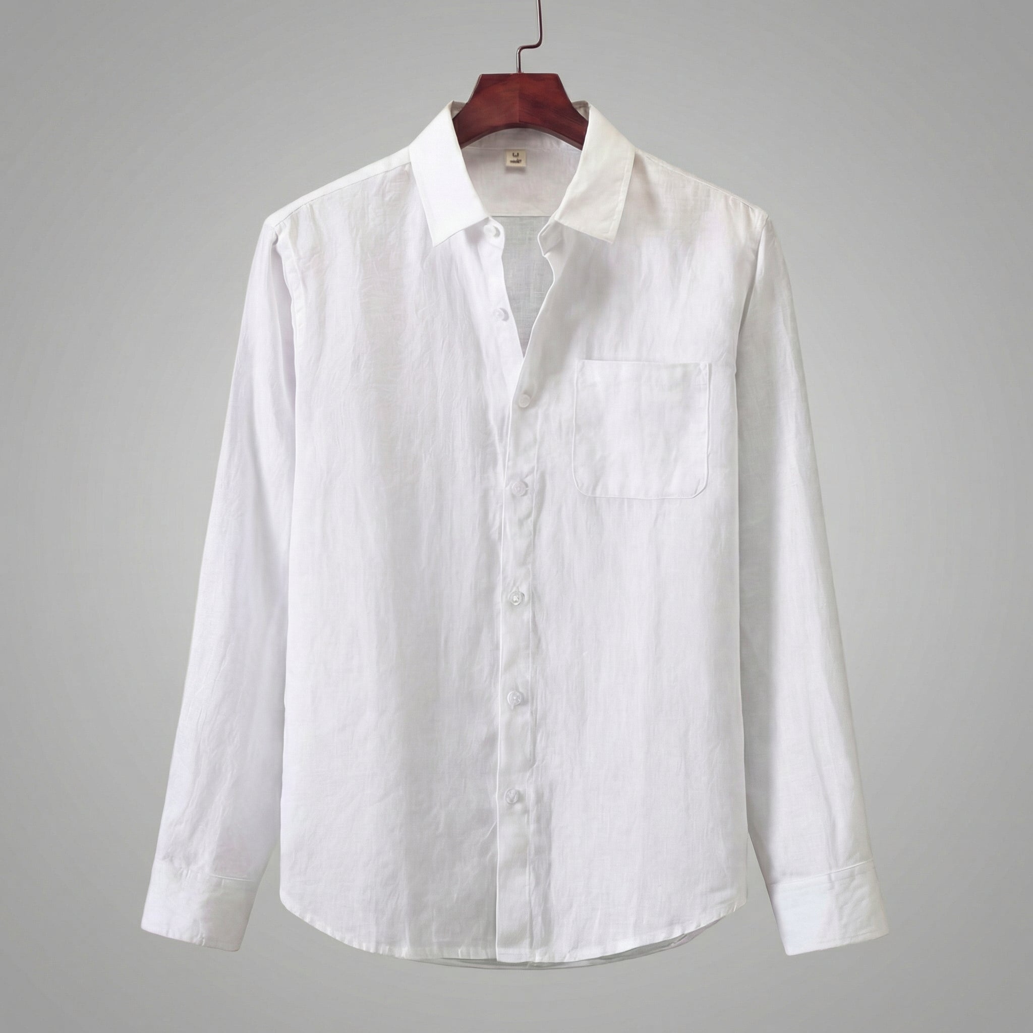 Mikel | Men's Long Sleeve Linen Shirt with Chest Pocket