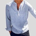 Nicolás | Men's Long Sleeve Linen Shirt Henley Neckline