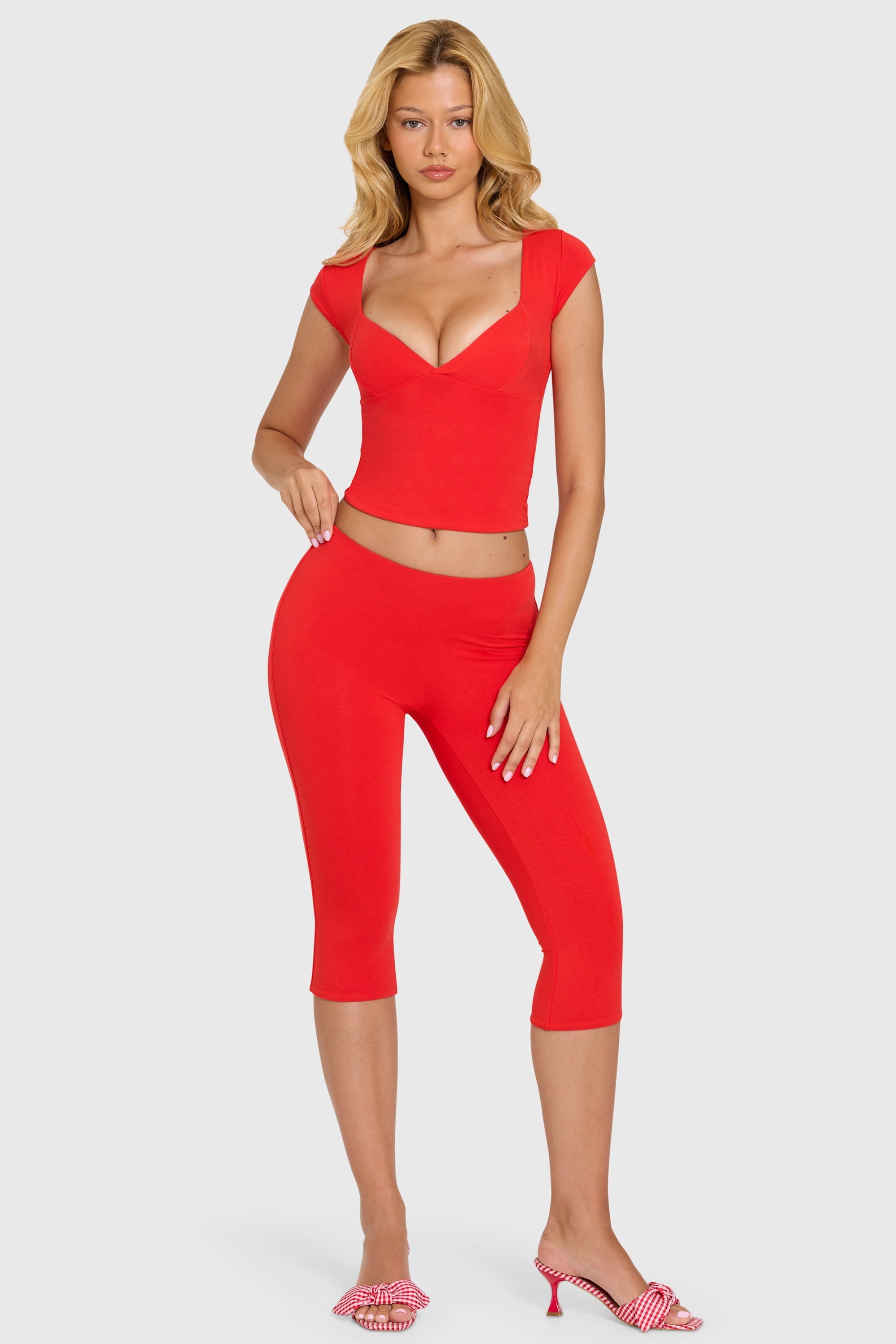Leggings Capri de modal en color cereza