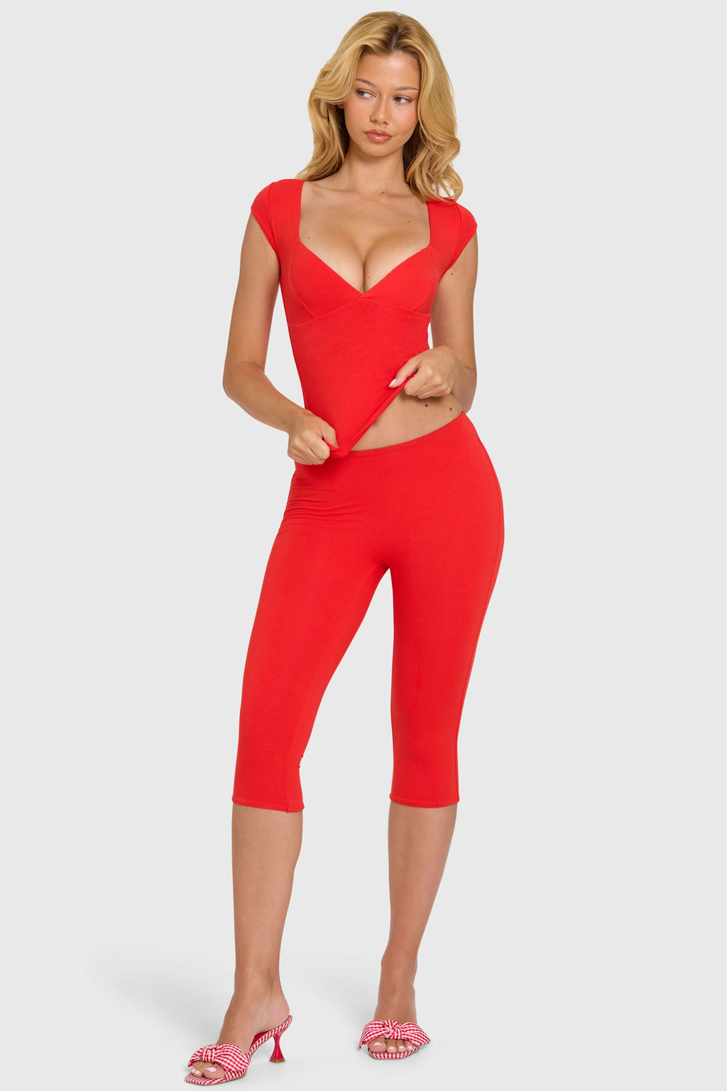 Leggings Capri de modal en color cereza