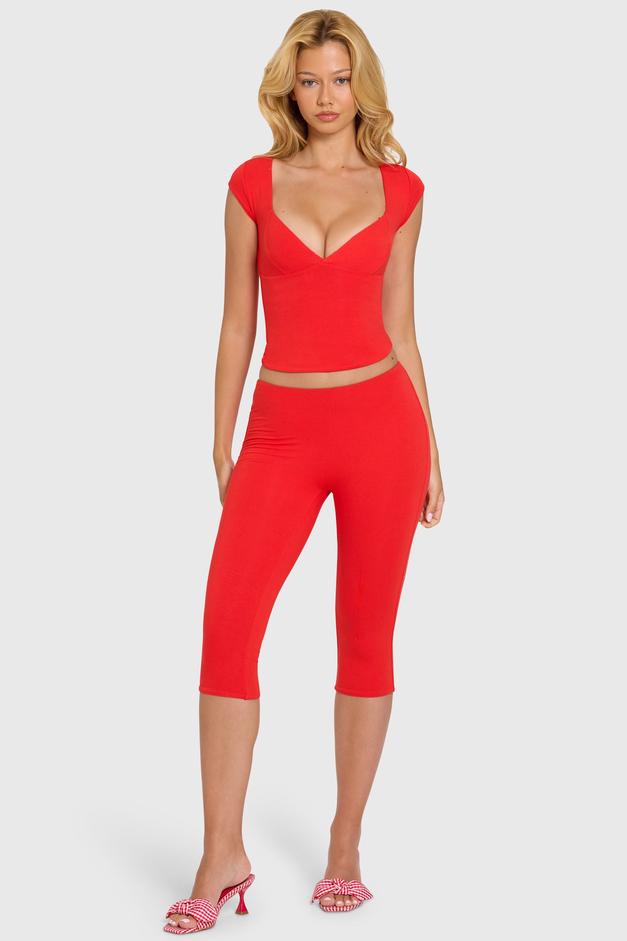 Leggings Capri de modal en color cereza