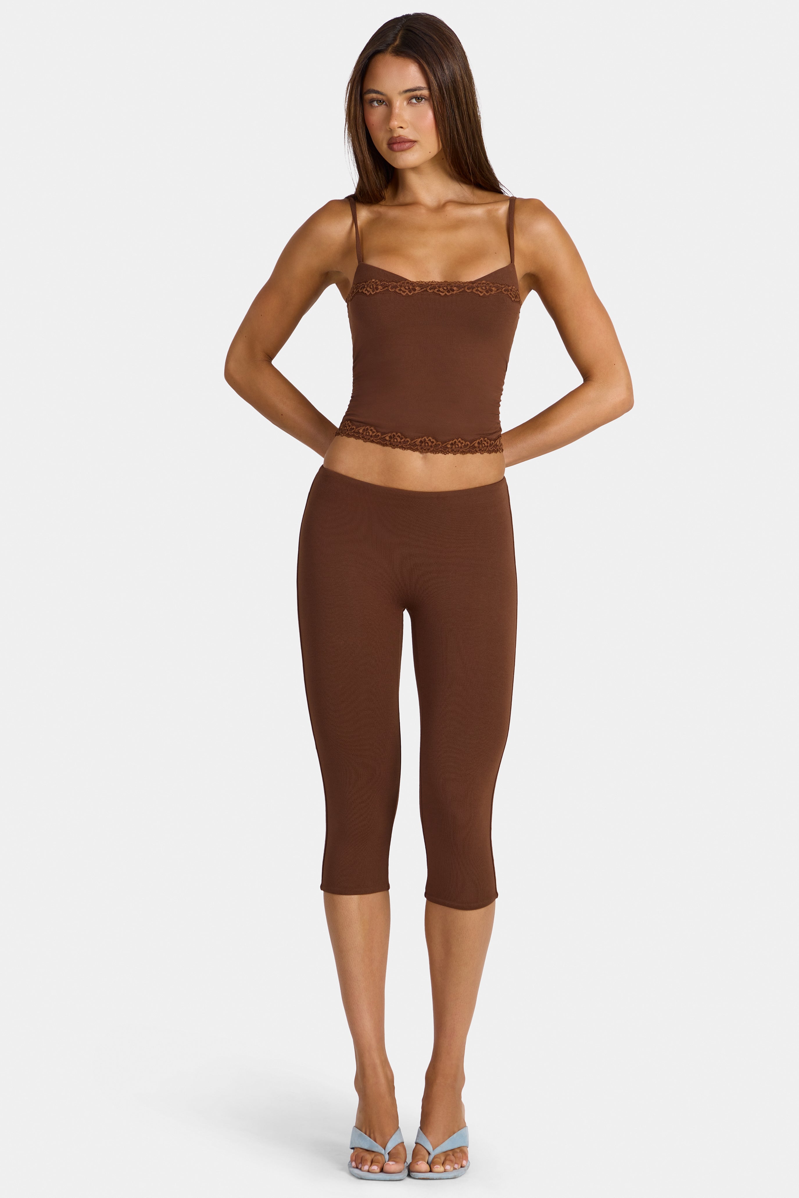 Leggings Capri de modal en marrón cacao