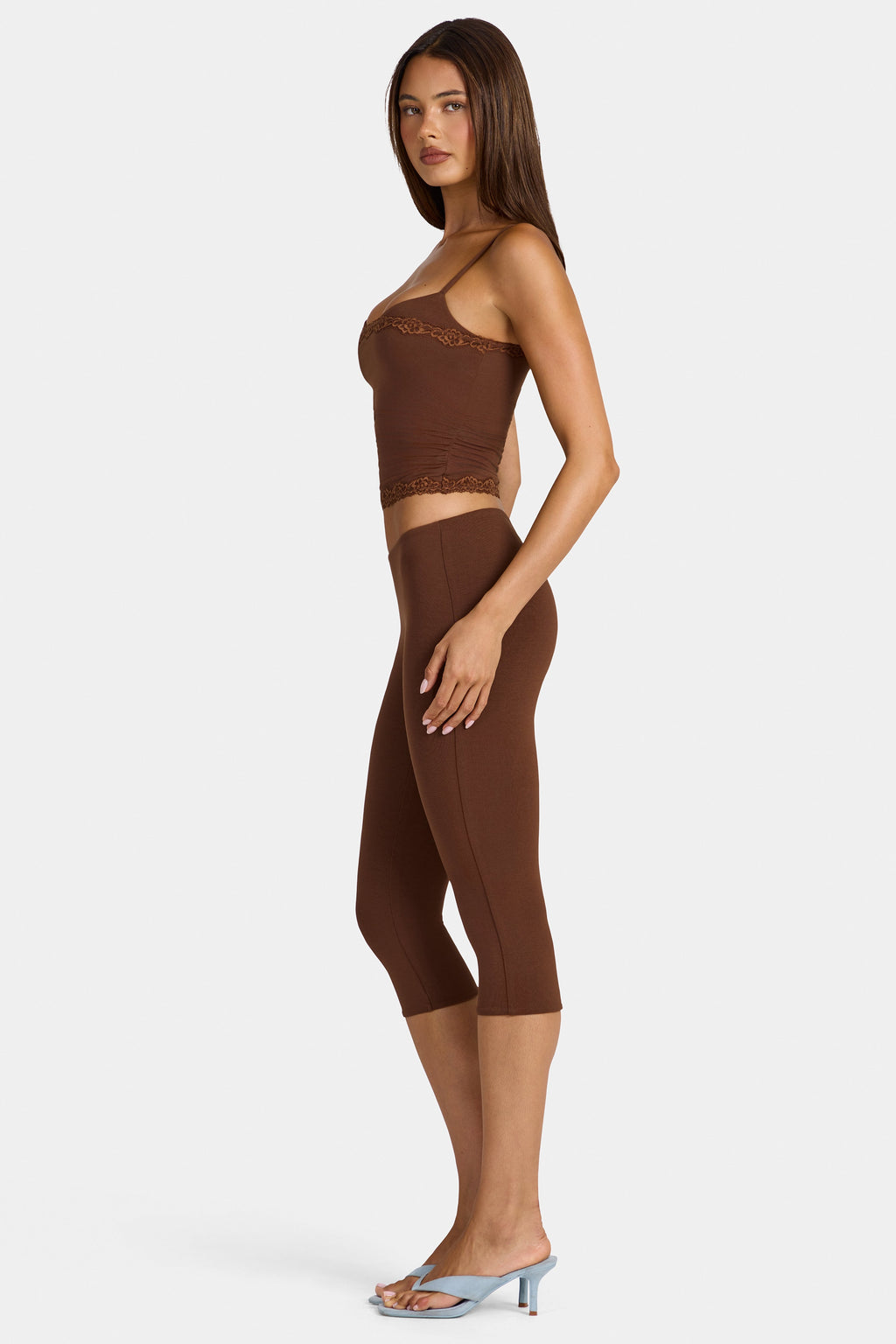 Leggings Capri de modal en marrón cacao