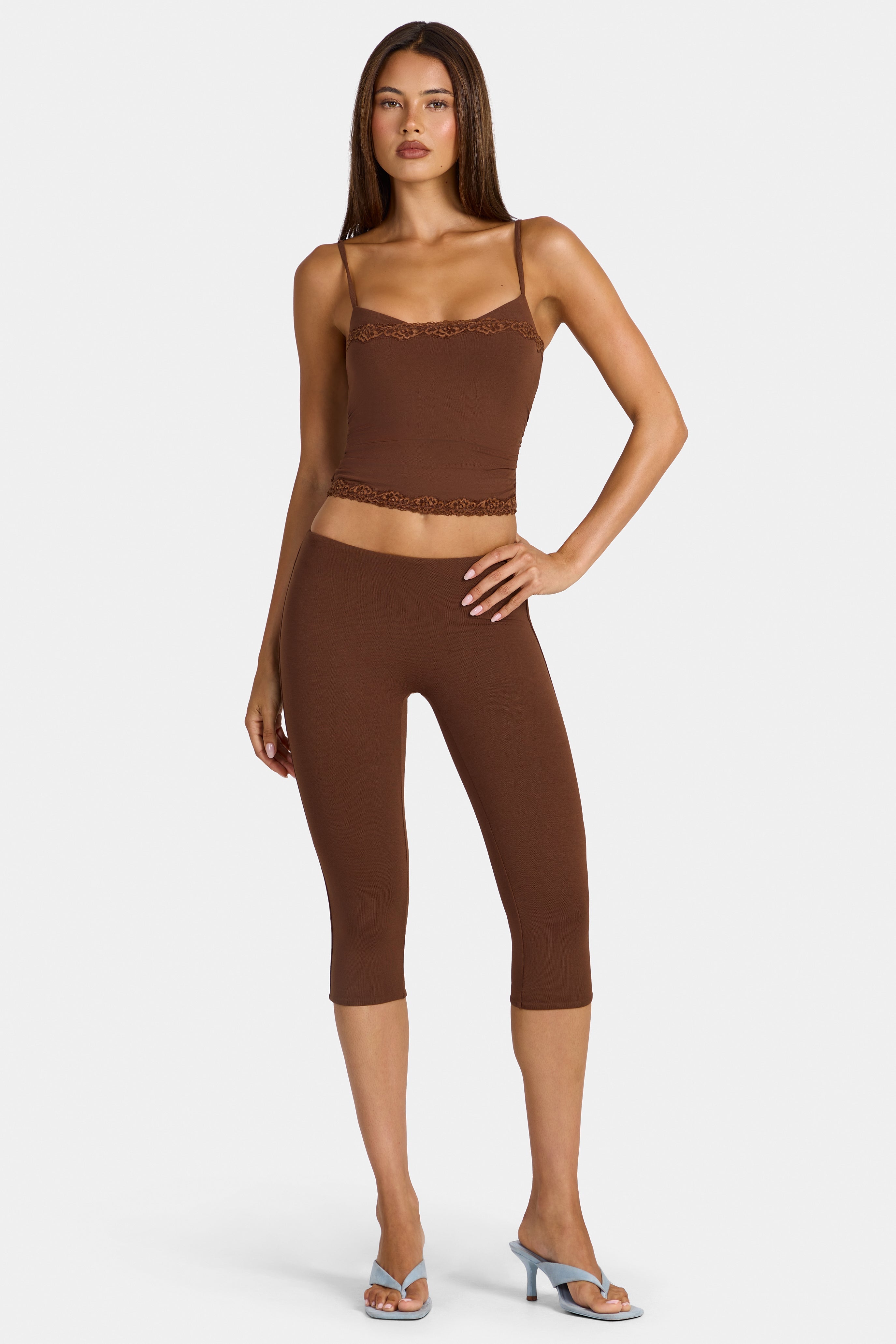 Leggings Capri de modal en marrón cacao