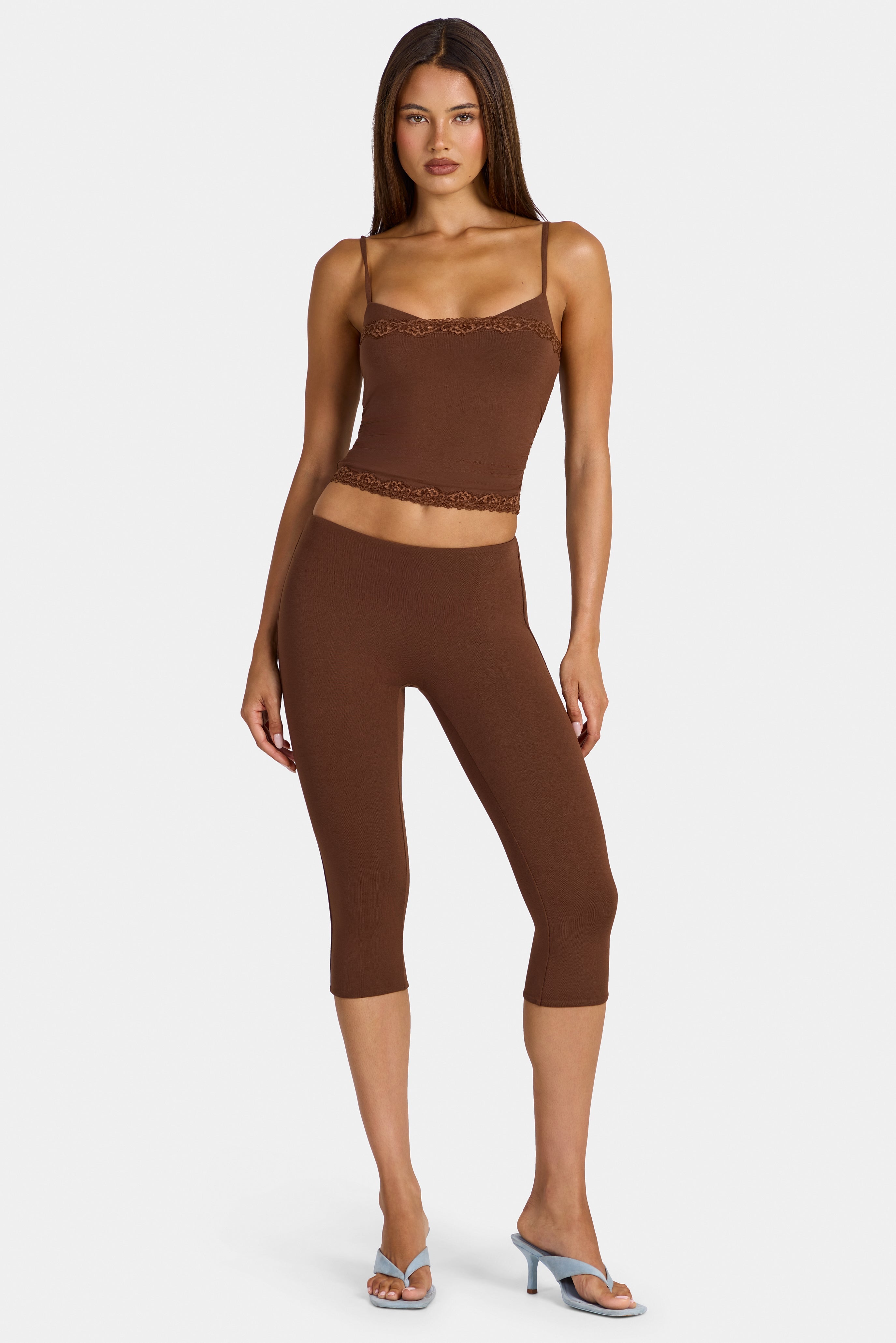 Leggings Capri de modal en marrón cacao