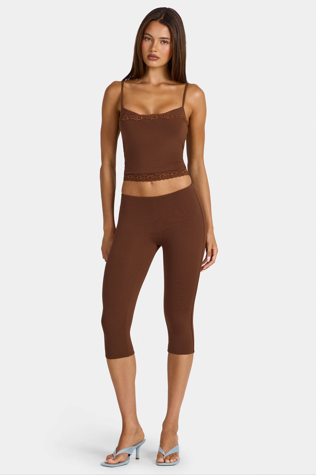 Leggings Capri de modal en marrón cacao