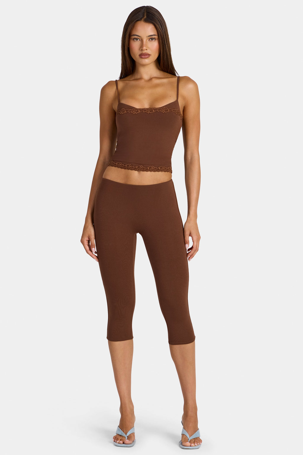 Leggings Capri de modal en marrón cacao
