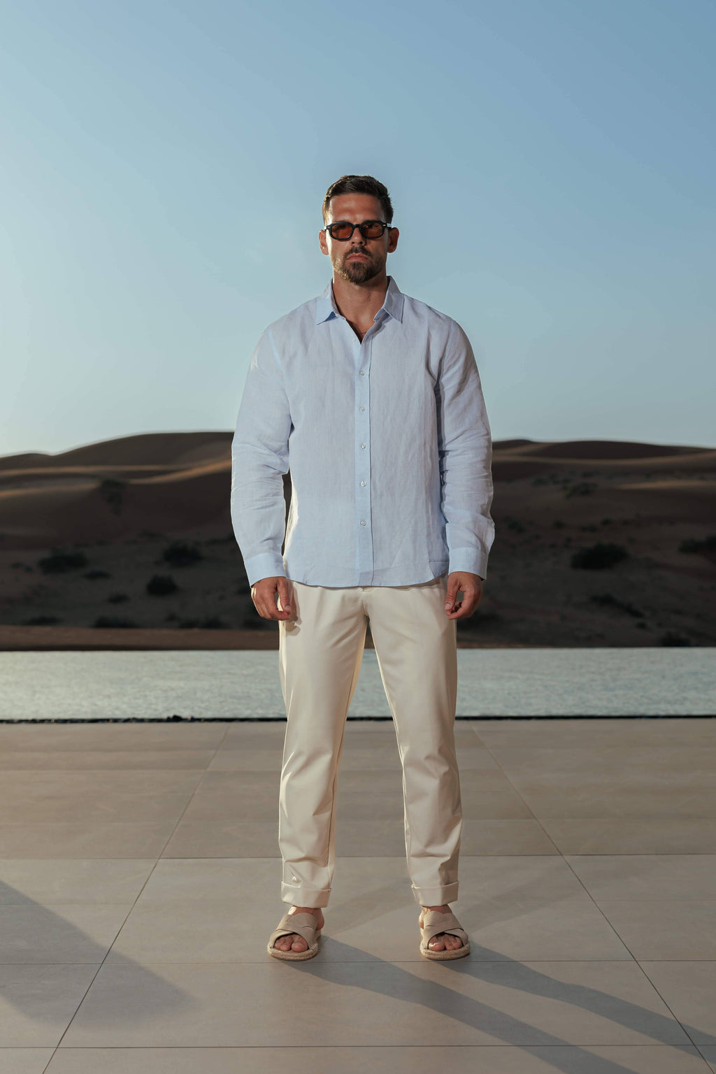 Sergio | Men's Long Sleeve Linen Shirt Classic Collar