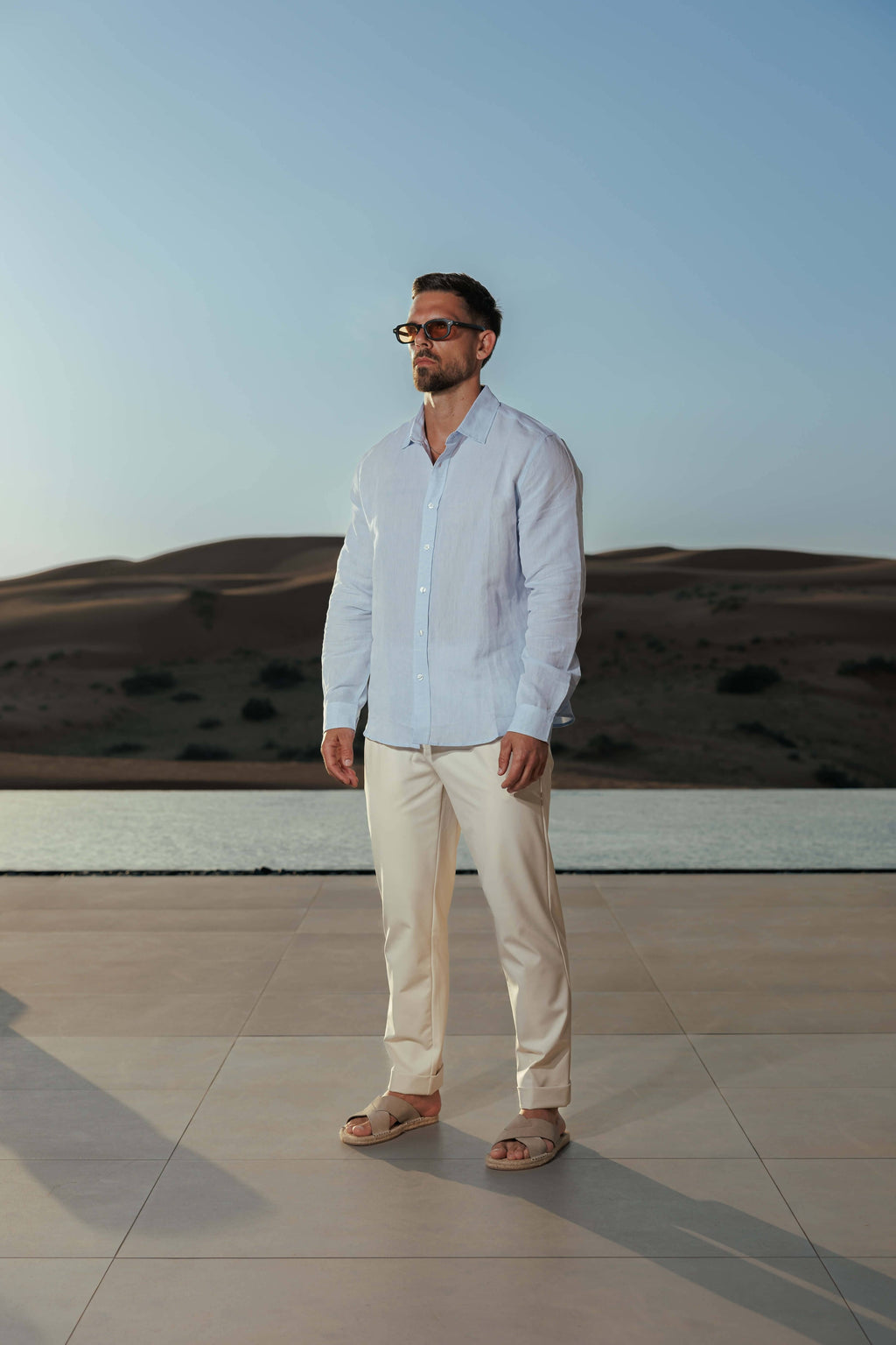 Sergio | Men's Long Sleeve Linen Shirt Classic Collar