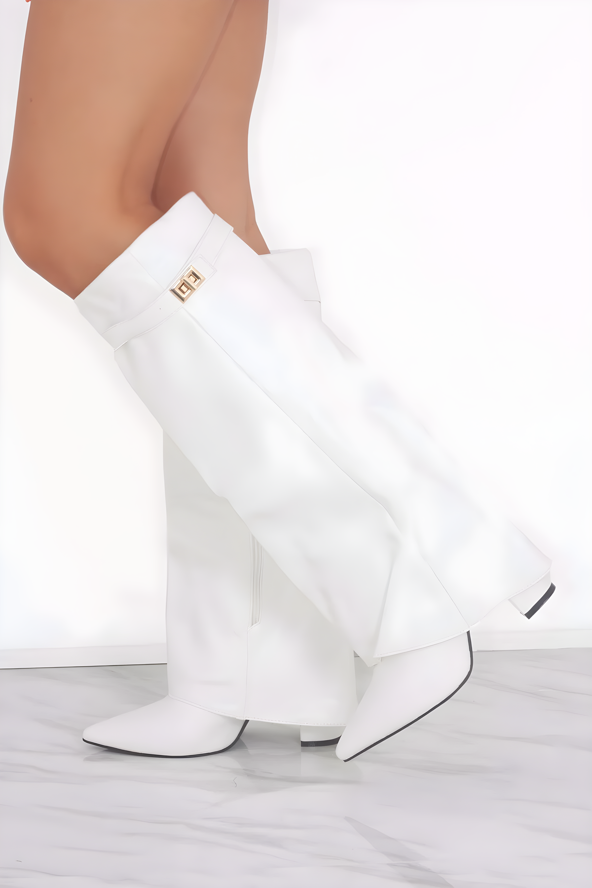 Rome Leather White Boots