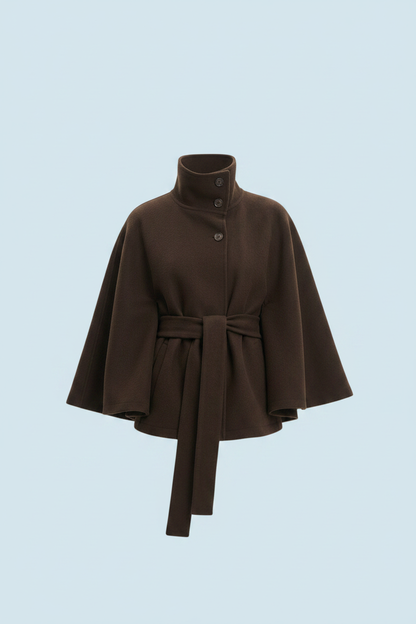 SHORT BELTED CAPE COAT