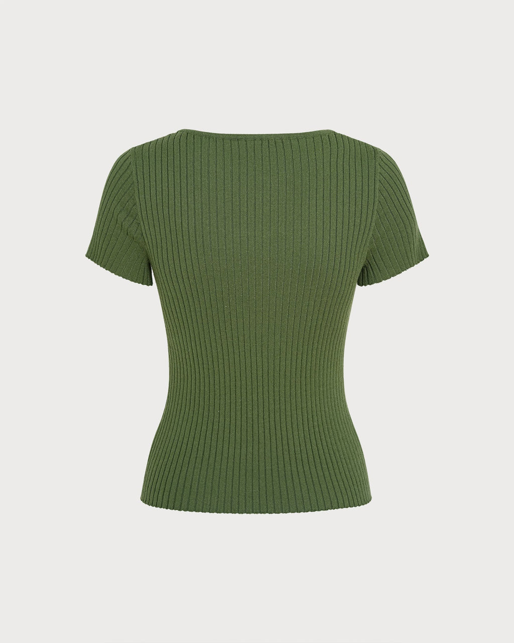 Green Square Neck Knit Tee