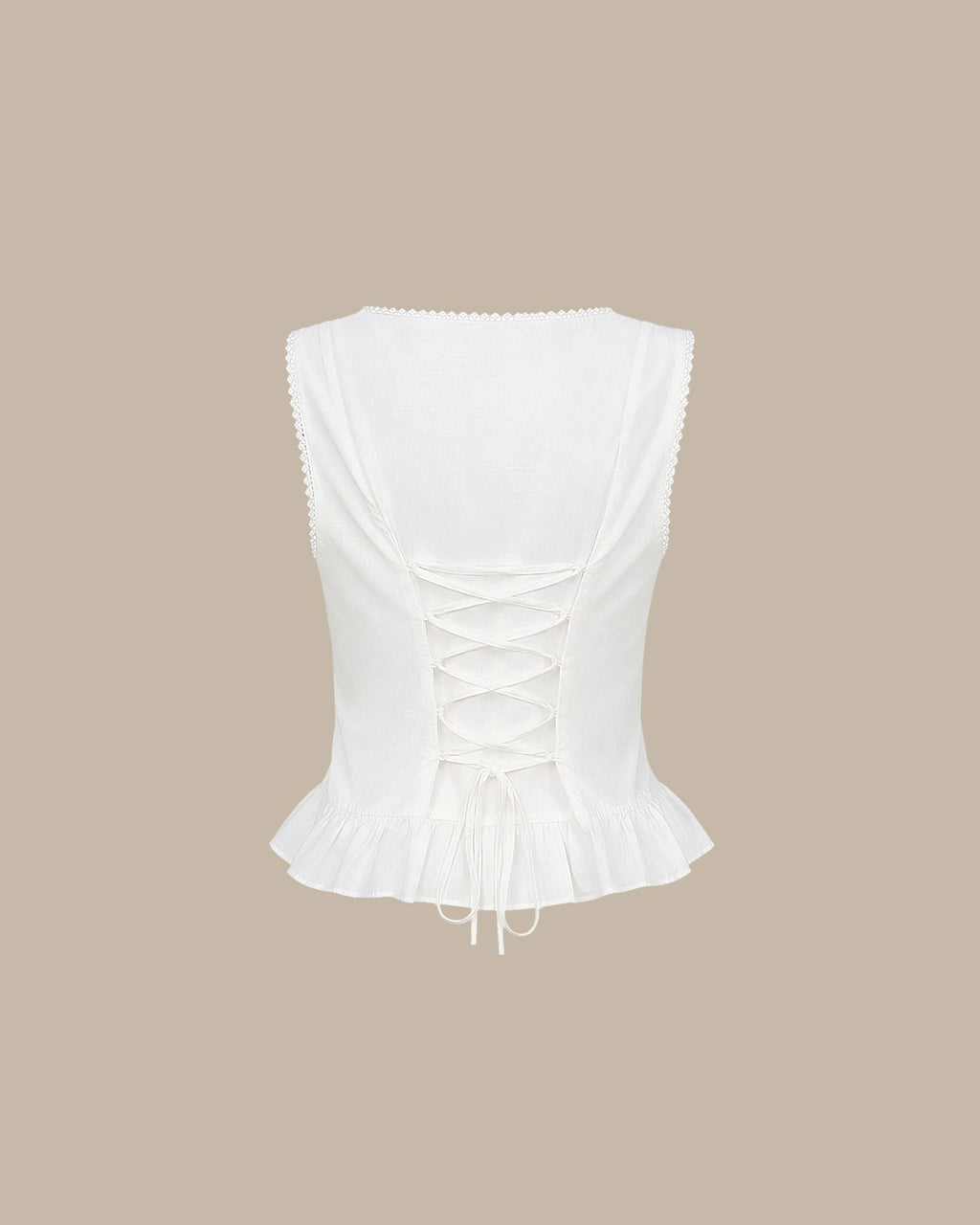 White U Neck Lace Embroidery Tank Top