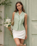 Green Collar Single Breasted Vest