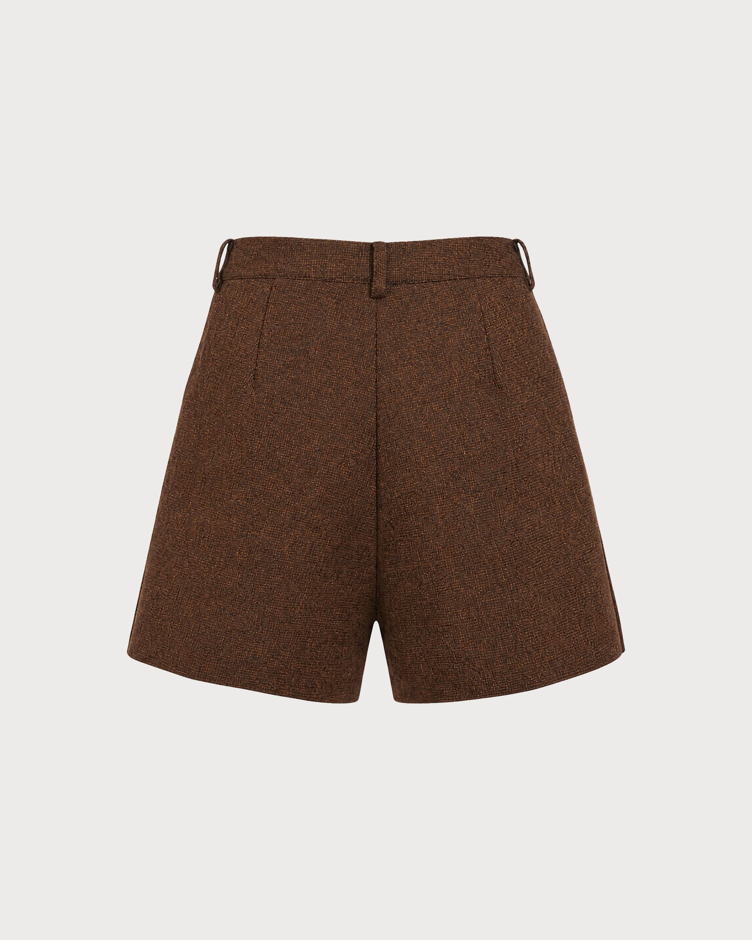 Brown Solid Button Pockets Shorts