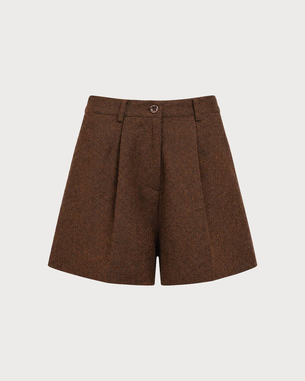 Brown Solid Button Pockets Shorts