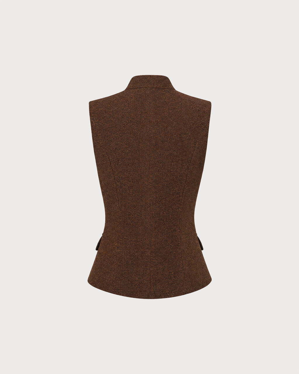 Brown Sleeveless Pockets Button Tank Top