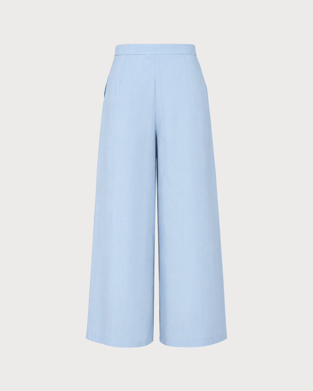 Blue Solid Pockets Straight Pants