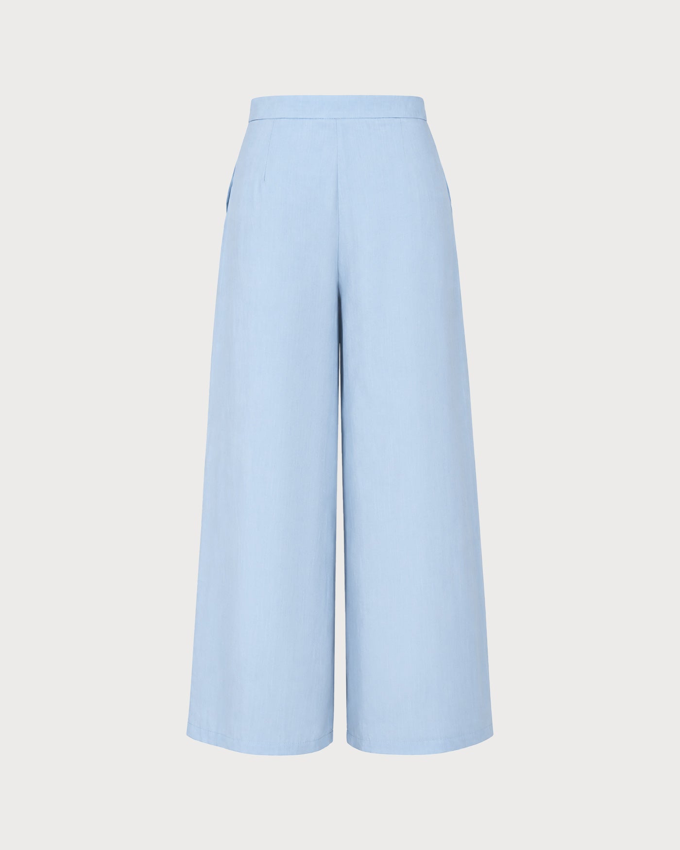 Blue Solid Pockets Straight Pants