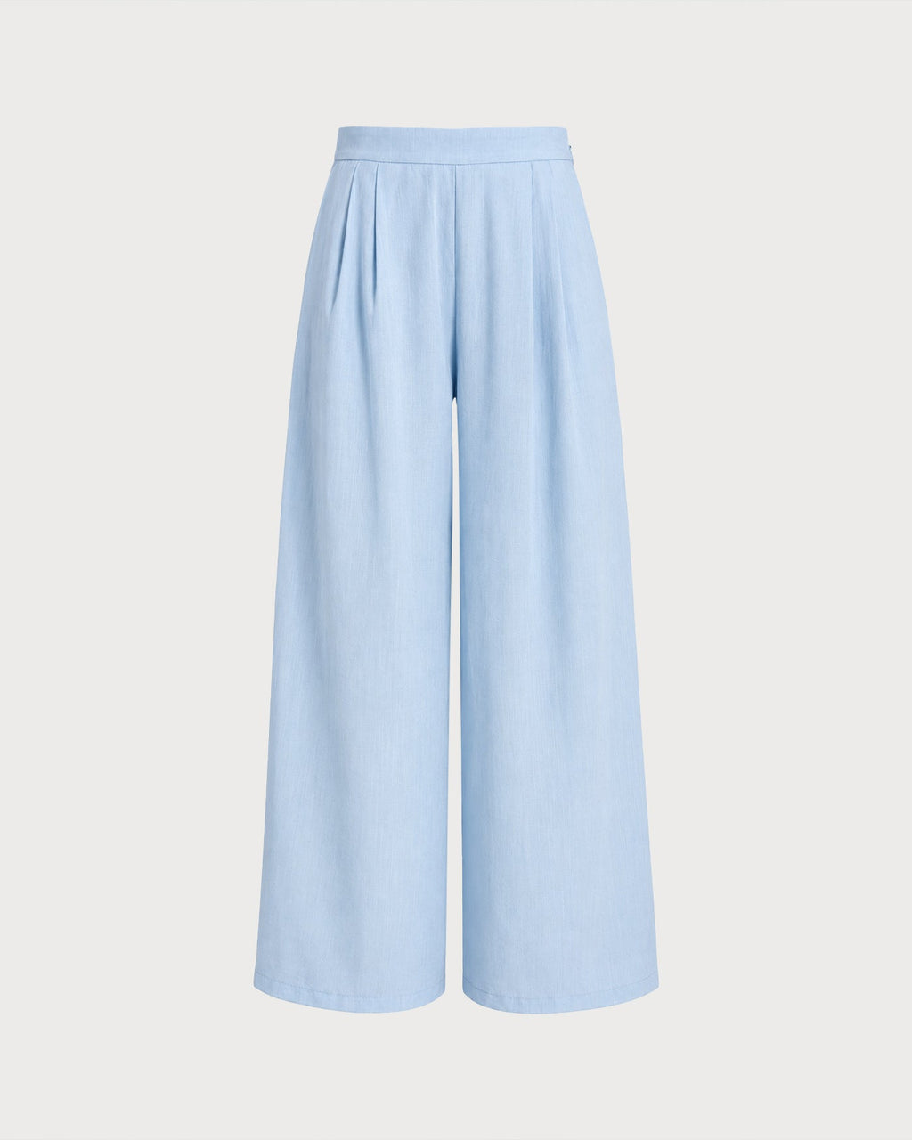 Blue Solid Pockets Straight Pants